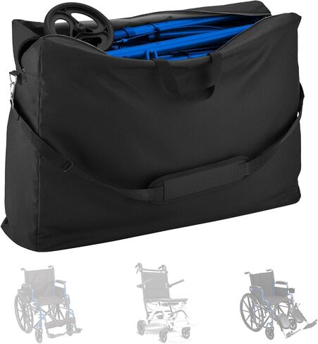 Kovshuiwe Outdoor Wheelchair Carry & Travel Bag 35" L x 26" H x 10" D | fit Folding Chairs with Wheels, Folding Walkers and Transport Chairs, 600D Oxford cloth, waterproof and tear-resistant, Black in Kuwait