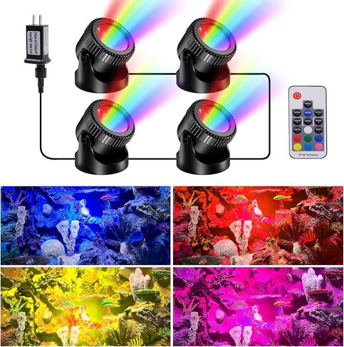 POPOSOAP Solar Pond Lights, RGB LED Pond Lights Waterproof IP68, 2200mAh Battery Underwater Solar Light with Two Modes Options for Pond Fountain Pool Garden Decoration(3 Headlamp) in Saudi Arabia
