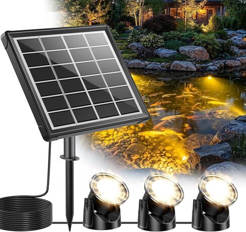 POPOSOAP Solar Pond Lights, RGB LED Pond Lights Waterproof IP68, 2200mAh Battery Underwater Solar Light with Two Modes Options for Pond Fountain Pool Garden Decoration(3 Headlamp) in Saudi Arabia