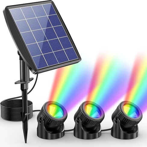 POPOSOAP Solar Pond Lights, RGB LED Pond Lights Waterproof IP68, 2200mAh Battery Underwater Solar Light with Two Modes Options for Pond Fountain Pool Garden Decoration(3 Headlamp) in Saudi Arabia