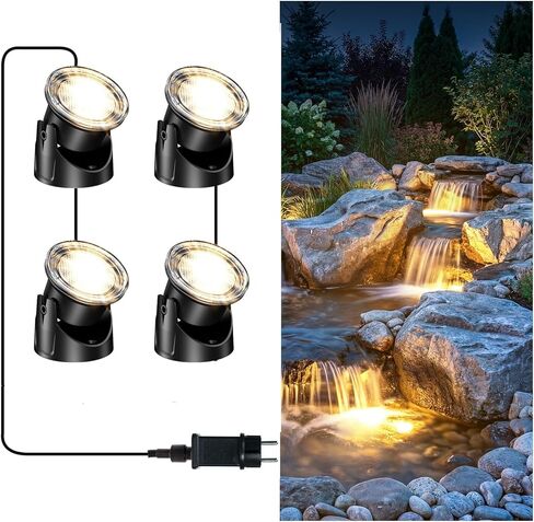 POPOSOAP Solar Pond Lights, RGB LED Pond Lights Waterproof IP68, 2200mAh Battery Underwater Solar Light with Two Modes Options for Pond Fountain Pool Garden Decoration(3 Headlamp) in Saudi Arabia