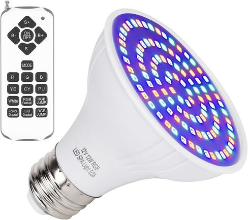 12V 12W RGB SPA Light for SPA/Bathtub/Underwater Swimming Pool/Hot Spring/Fountain RGB Color LED Light Bulb Replaces for Hayward & Pentair Light Fixtures Remote Switch Control PAR20 E26 Base in Kuwait
