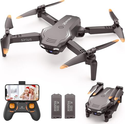 Foldable Drones for Kids Beginners - With 1080P HD Camera, FPV Remote Control Quadcopter, One Key Start/Land, Altitude Hold, 2 Batteries RC Helicopter Toys Gifts for Boys (Dark Brown) in Kuwait