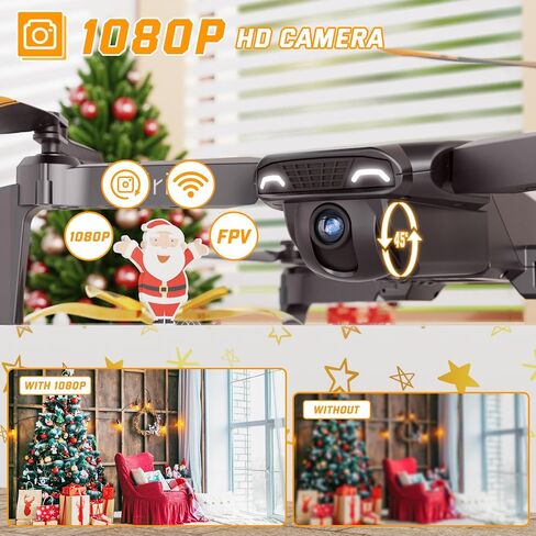 Foldable Drones for Kids Beginners - With 1080P HD Camera, FPV Remote Control Quadcopter, One Key Start/Land, Altitude Hold, 2 Batteries RC Helicopter Toys Gifts for Boys (Dark Brown) in Kuwait