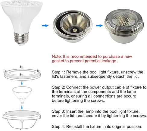 12V 12W RGB SPA Light for SPA/Bathtub/Underwater Swimming Pool/Hot Spring/Fountain RGB Color LED Light Bulb Replaces for Hayward & Pentair Light Fixtures Remote Switch Control PAR20 E26 Base in Kuwait