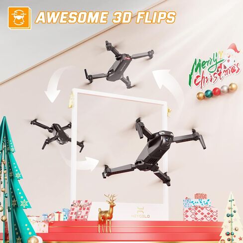 Foldable Drones for Kids Beginners - With 1080P HD Camera, FPV Remote Control Quadcopter, One Key Start/Land, Altitude Hold, 2 Batteries RC Helicopter Toys Gifts for Boys (Dark Brown) in Kuwait