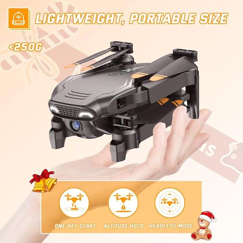 Foldable Drones for Kids Beginners - With 1080P HD Camera, FPV Remote Control Quadcopter, One Key Start/Land, Altitude Hold, 2 Batteries RC Helicopter Toys Gifts for Boys (Dark Brown) in Kuwait