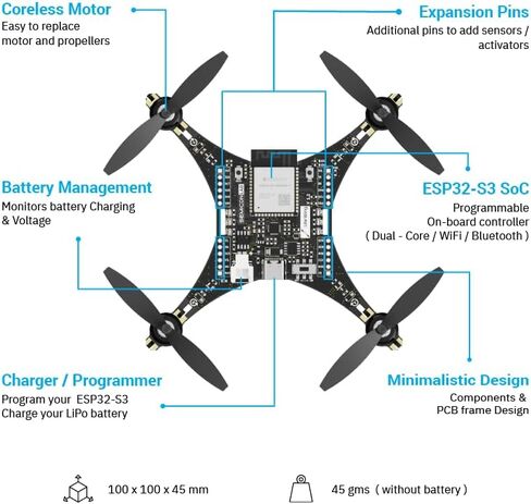 LiteWing - ESP32 based Programmable Drone Development Board without Battery for Makers, Developers and Educators (Ready to Fly) in Kuwait