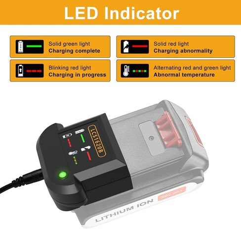 LCS1620B 20V Lithium Battery Charger, Compatible with Black & Decker 20V Lithium Battery LBXR20 LBX4020 LBX20, 1A Split‑Style Larger‑Size Charger in Kuwait