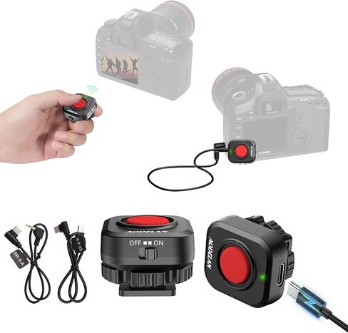 AODELAN Wireless and Wired USB-C Rechargeable Camera Video Remote Control | Recording with One-Button Record and Cold Shoe Mount, Compatible with Canon EOS R50 R10, for Sony ZV-E10, for Nikon Z30 in Kuwait