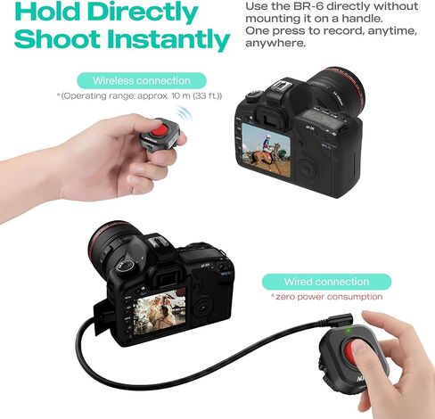 AODELAN Wireless and Wired USB-C Rechargeable Camera Video Remote Control | Recording with One-Button Record and Cold Shoe Mount, Compatible with Canon EOS R50 R10, for Sony ZV-E10, for Nikon Z30 in Kuwait