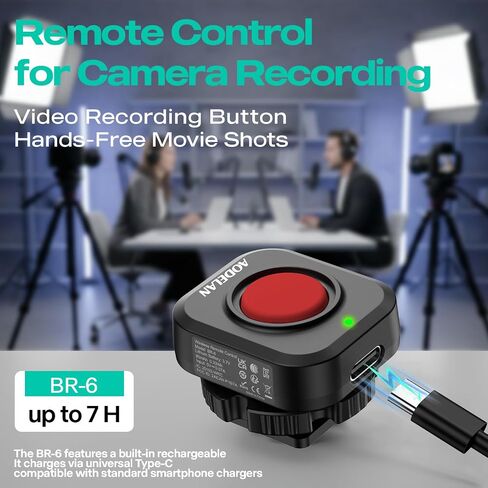 AODELAN Wireless and Wired USB-C Rechargeable Camera Video Remote Control | Recording with One-Button Record and Cold Shoe Mount, Compatible with Canon EOS R50 R10, for Sony ZV-E10, for Nikon Z30 in Kuwait