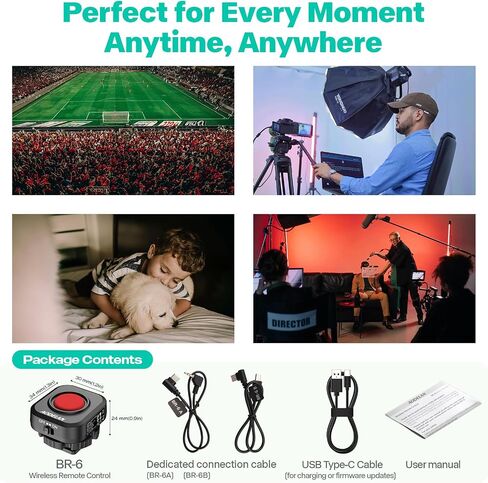 AODELAN Wireless and Wired USB-C Rechargeable Camera Video Remote Control | Recording with One-Button Record and Cold Shoe Mount, Compatible with Canon EOS R50 R10, for Sony ZV-E10, for Nikon Z30 in Kuwait