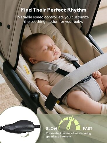 GROWNSY Hands-Free Baby Stroller Rocker, Automatic Infant Sleep Soother with Variable Speed Control, Portable Pram Rocking Device, Universal Fit for Single & Double Strollers, Power Bank Operated in Kuwait
