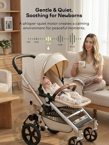 GROWNSY Hands-Free Baby Stroller Rocker, Automatic Infant Sleep Soother with Variable Speed Control, Portable Pram Rocking Device, Universal Fit for Single & Double Strollers, Power Bank Operated in Kuwait
