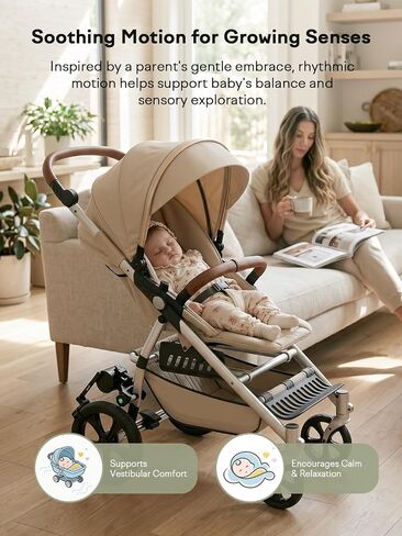 GROWNSY Hands-Free Baby Stroller Rocker, Automatic Infant Sleep Soother with Variable Speed Control, Portable Pram Rocking Device, Universal Fit for Single & Double Strollers, Power Bank Operated in Kuwait