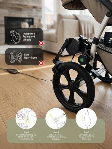 GROWNSY Hands-Free Baby Stroller Rocker, Automatic Infant Sleep Soother with Variable Speed Control, Portable Pram Rocking Device, Universal Fit for Single & Double Strollers, Power Bank Operated in Kuwait