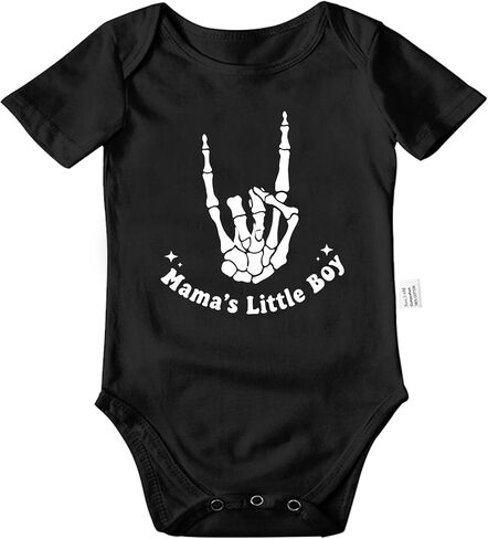 Mama's Little Boy Skeleton Hand Baby Bodysuit 0-24M Unisex Outfit in Kuwait