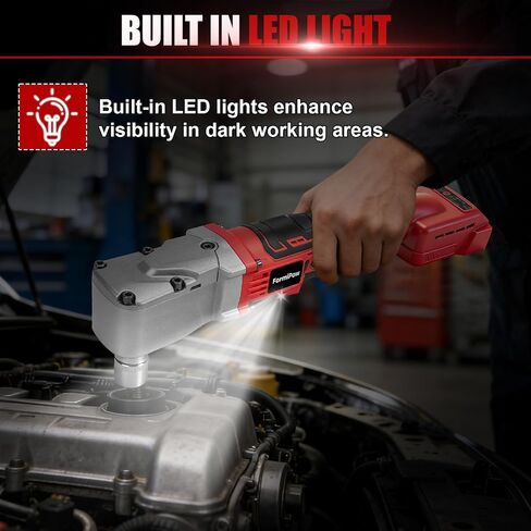 Right Angle Impact Wrench for Milwaukee M18 Battery (No Battery) | 1/2" Square Drive, 280Nm, 2-Speed Control, Cordless Design, LED Light, Safety Lock, Includes 5 Sockets for Tight Spaces in Kuwait