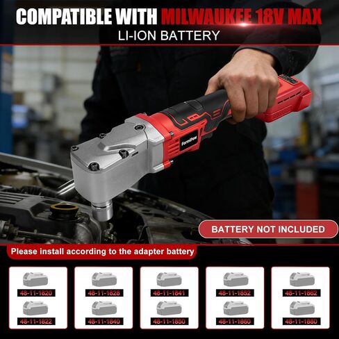 Right Angle Impact Wrench for Milwaukee M18 Battery (No Battery) | 1/2" Square Drive, 280Nm, 2-Speed Control, Cordless Design, LED Light, Safety Lock, Includes 5 Sockets for Tight Spaces in Kuwait