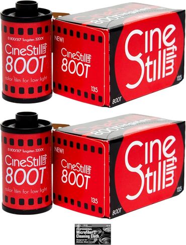 CineStill Film 800Tungsten C-41 Color Negative Film (35mm Roll Film, 36 Exposures) - 2-Pack with Microfiber Cleaning Cloth in Kuwait