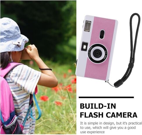 Retro 35mm Film Camera Built-in Flash Plastic Reusable Point Shoot Camera for Film Photography Enthusiasts Vintage White Pink Purple Without Battery in Kuwait