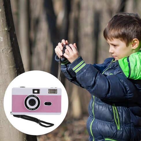 Retro 35mm Film Camera Built-in Flash Plastic Reusable Point Shoot Camera for Film Photography Enthusiasts Vintage White Pink Purple Without Battery in Kuwait