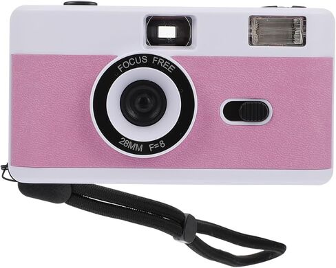 VALICLUD Reusable 35mm Film Camera with Built-in Flash Abs Plastic Vintage Retro Point Shoot for Analog Photography, Lightweight Classic Design in White Pink Purple (no Battery) in Kuwait
