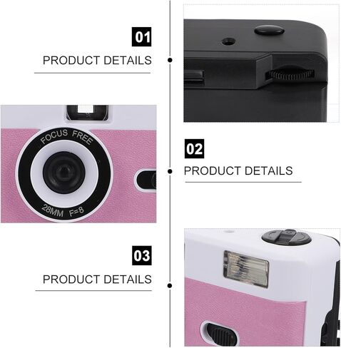 COHEALI Retro 35mm Film Camera Build-in Flash Reusable Plastic Classic Simple Shoot Camera for Analog Photography White Pink Purple (Battery Not Included) in Kuwait