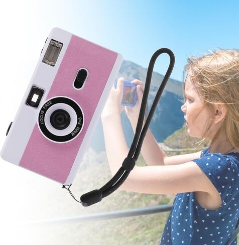 COHEALI Retro 35mm Film Camera Build-in Flash Reusable Plastic Classic Simple Shoot Camera for Analog Photography White Pink Purple (Battery Not Included) in Kuwait