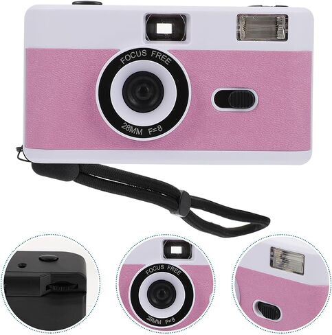 COHEALI Retro 35mm Film Camera Build-in Flash Reusable Plastic Classic Simple Shoot Camera for Analog Photography White Pink Purple (Battery Not Included) in Kuwait