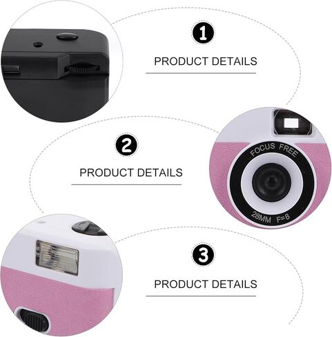 COHEALI Retro 35mm Film Camera Build-in Flash Reusable Plastic Classic Simple Shoot Camera for Analog Photography White Pink Purple (Battery Not Included) in Kuwait