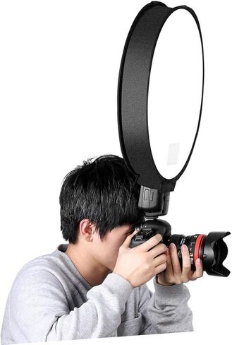 Mikikit Portable Foldable Photography Softbox Lamp Shade for DSLR Flash Round Design Light Diffuser Easy to Install and Move Cover in Kuwait