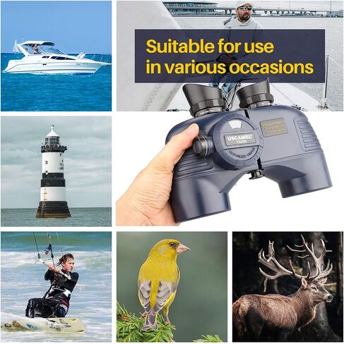 Marine Binoculars 10x50 Waterproof with Compass Rangefinder BAK4 for Adults | BAK4 FMC Optics for Clear Views, Built-in Compass and Rangefinder, Waterproof Perfect for Boating Sailing Fishing Hunting in Kuwait