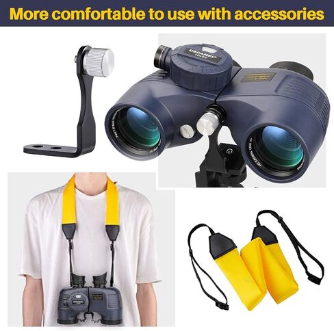 Marine Binoculars 10x50 Waterproof with Compass Rangefinder BAK4 for Adults | BAK4 FMC Optics for Clear Views, Built-in Compass and Rangefinder, Waterproof Perfect for Boating Sailing Fishing Hunting in Kuwait