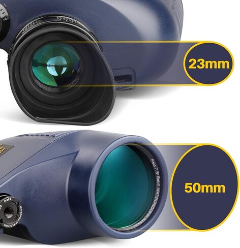 Marine Binoculars 10x50 Waterproof with Compass Rangefinder BAK4 for Adults | BAK4 FMC Optics for Clear Views, Built-in Compass and Rangefinder, Waterproof Perfect for Boating Sailing Fishing Hunting in Kuwait
