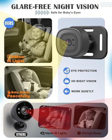 Baby Car Camera for 2 Kids - 4.3" Dual Channel Car Baby Monitor with Split Screen,Night Vision, Wide View, Easy Install Rear Facing Backseat Camera for Baby in Saudi Arabia