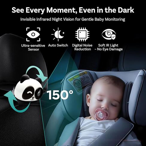Baby Car Camera,Car Camera for Baby,Wireless CarPlay Adapter with 1080P, HD Night Vision, 150° Wide Angle, Real-Time Rear Seat Monitor, Easy Installation in Saudi Arabia