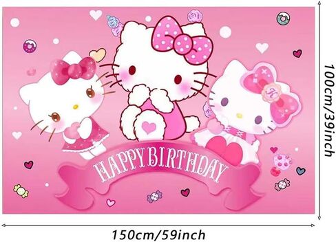 Kitty Birthday Party Decorations, Happy Birthday Banner Backdrop for Birthday Party Supplies in Saudi Arabia