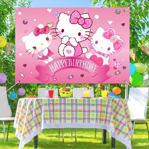 Kitty Birthday Party Decorations, Happy Birthday Banner Backdrop for Birthday Party Supplies in Saudi Arabia