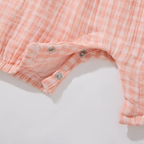 TRND O&X Baby Girl 2-Pack Cotton Gauze Rompers, Floral & Gingham Ruffle Sleeve Summer Playsuits in Saudi Arabia