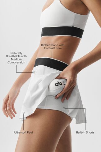 Alo Yoga Low-Rise Amp It Up Tennis Skirt - White in Kuwait