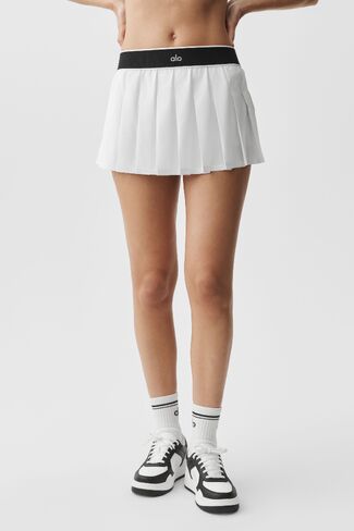 Alo Yoga Low-Rise Amp It Up Tennis Skirt - White in Kuwait