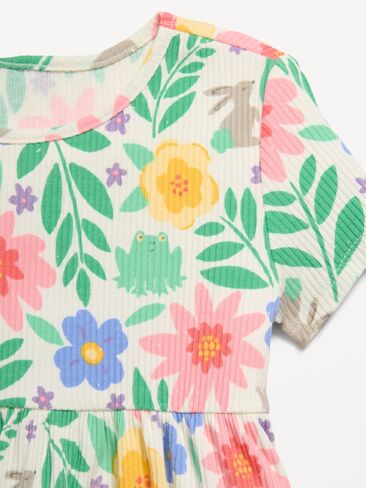 Old Navy Short-Sleeve Ribbed Graphic Dress for Toddler Girls - Easter Florals in Kuwait