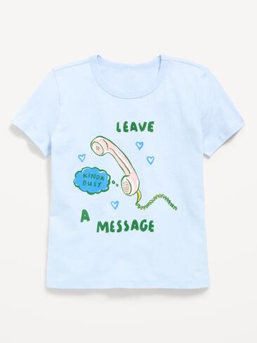 Old Navy Short-Sleeve Graphic T-Shirt for Girls - Powder Blue in Kuwait