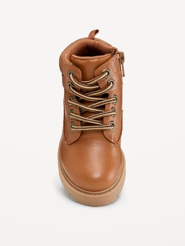 Old Navy Faux-Leather Work Boots for Toddler Boys - Brown in Kuwait