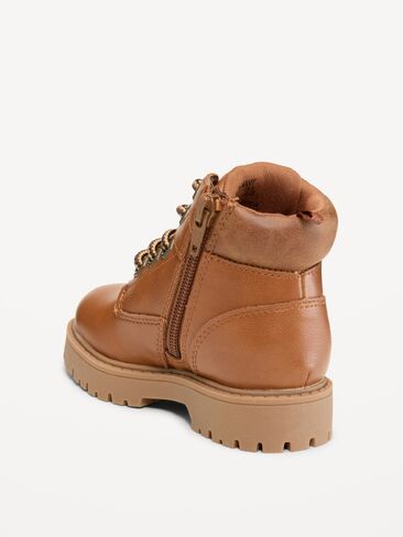Old Navy Faux-Leather Work Boots for Toddler Boys - Brown in Kuwait