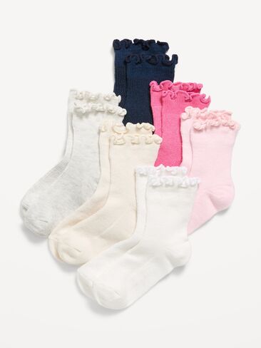 Old Navy Ruffle-Cuff Crew Socks 6-Pack for Toddler & Baby - Blush On You in Kuwait