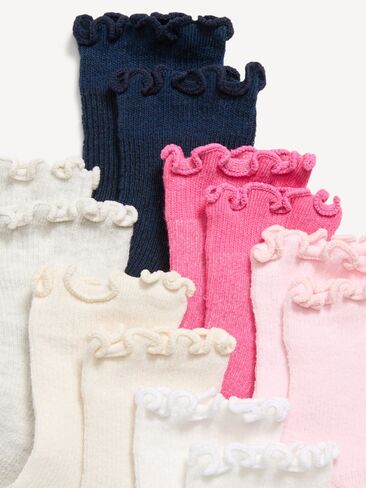 Old Navy Ruffle-Cuff Crew Socks 6-Pack for Toddler & Baby - Blush On You in Kuwait