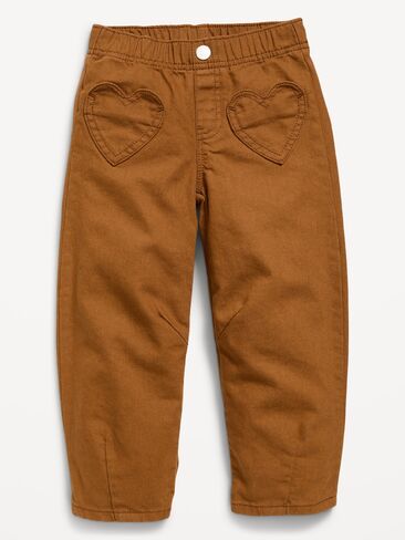 Old Navy Super Baggy Heart-Pocket Barrel-Leg Jeans for Toddler Girls - Brown in Kuwait